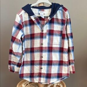⭐️⭐️ PICK 5 / $20 Carter's Plaid Button-Down Shirt with Hood 4T